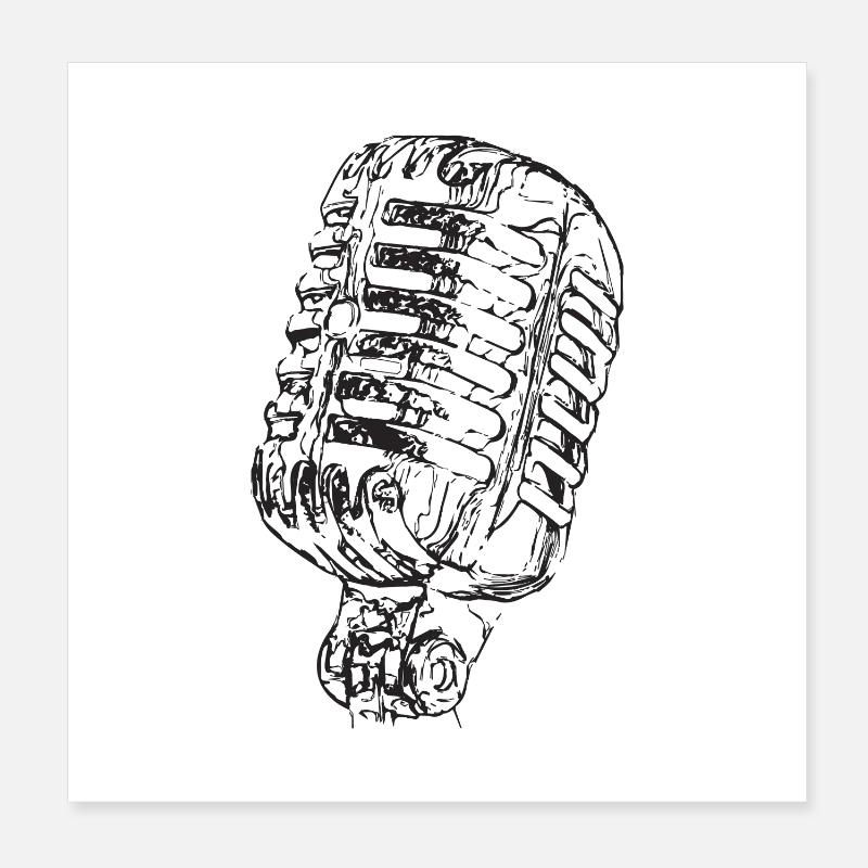 Music 60s - Poster 8" x 8" (20x20 cm) - white
