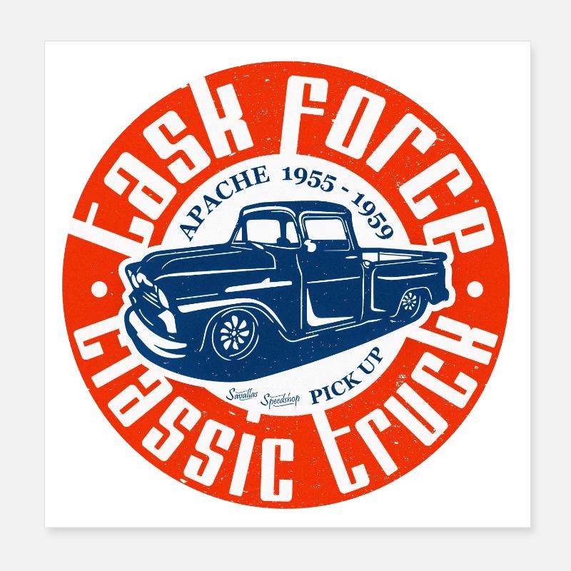 Apache Classic Truck - Poster 20x20 cm - Weiß