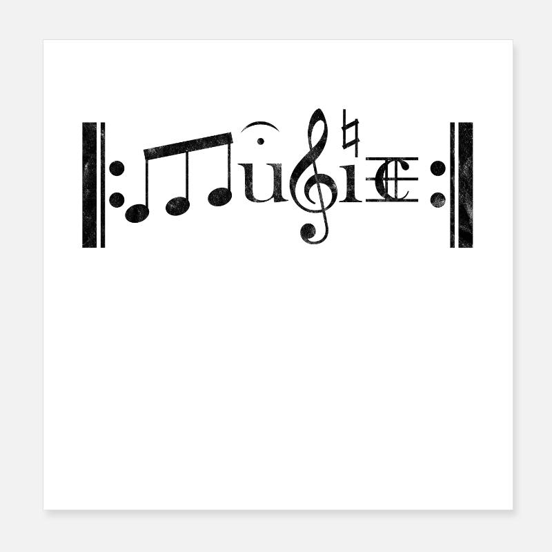 musique - Poster 20 x 20 cm - blanc