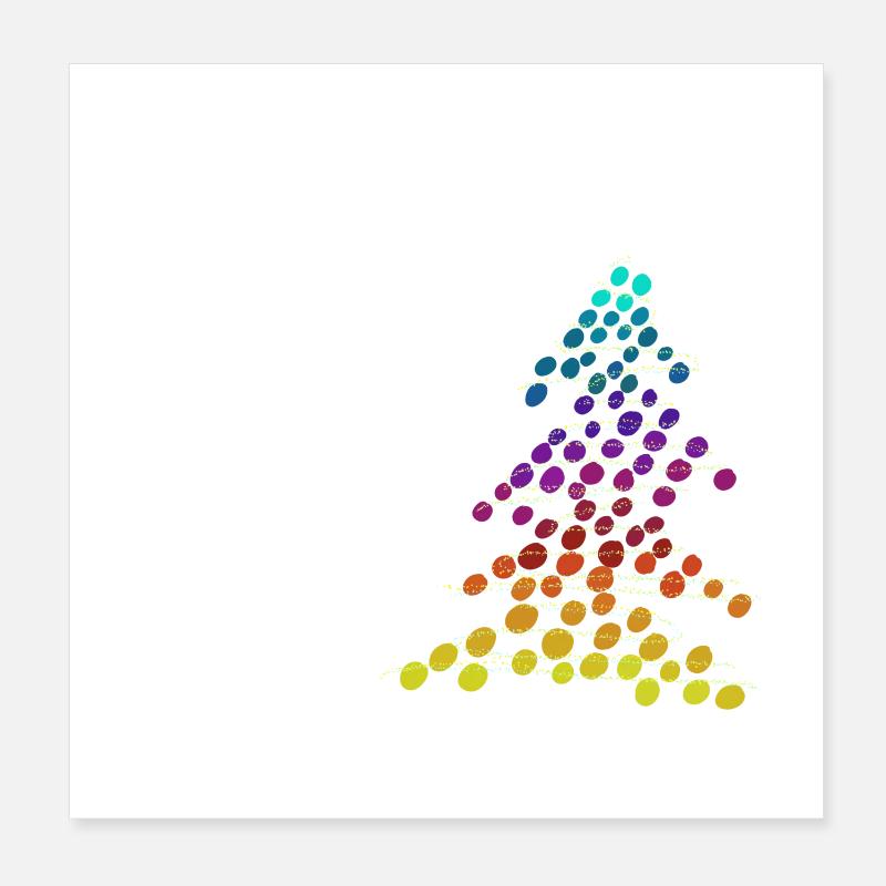 Regenbogen Neon-Weihnachtsbaum – Dots & Lights Poster 20x20 cm