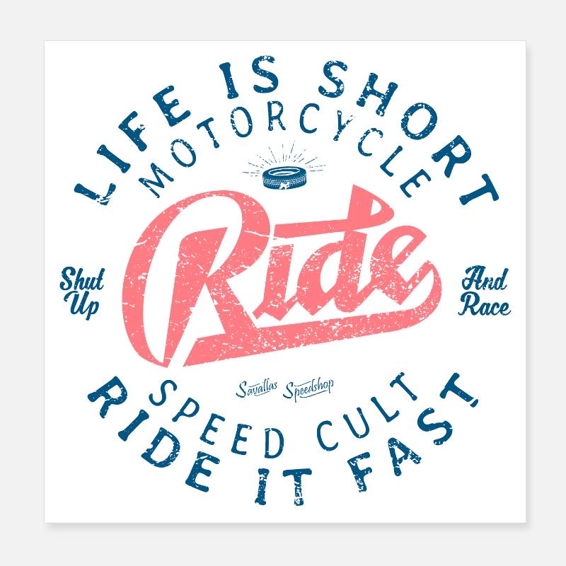 Motorcycle Speed Cult Poster 20x20 cm