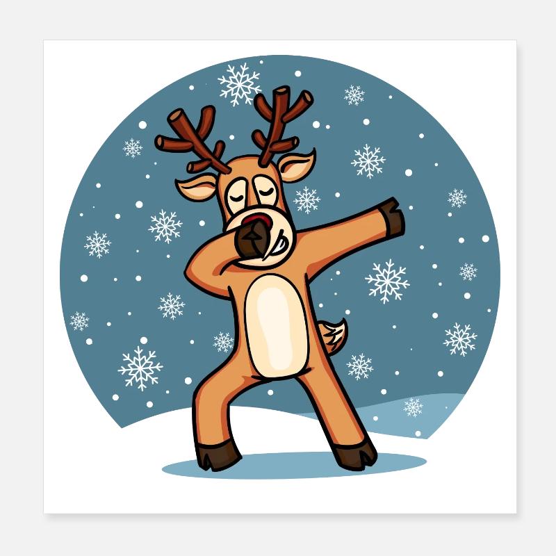 Sweet Dab Dabbing Dindeer Dancing Christmas Xmas Poster 20 x 20 cm