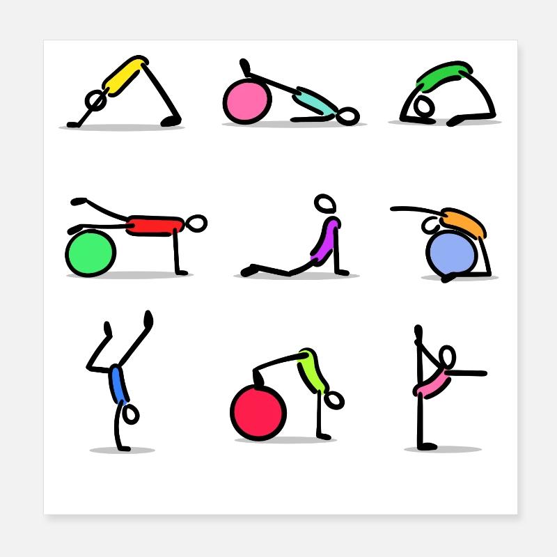 Exercices Pilates Entraînement physique - Poster 20 x 20 cm - blanc