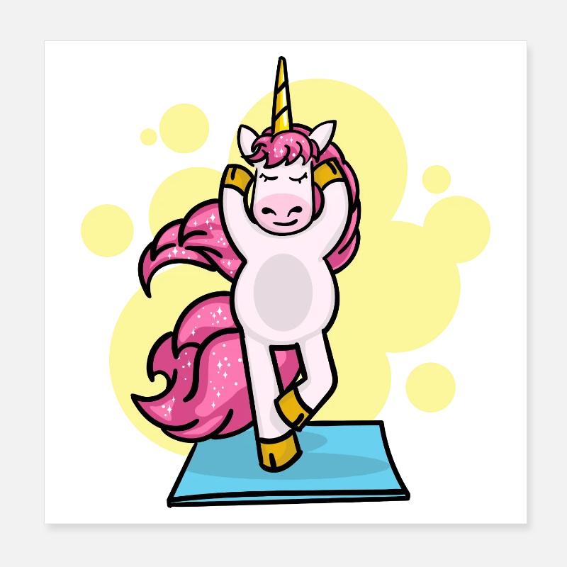 Pilates Unicorn Exercise Workout Workout Gym Poster 8" x 8" (20x20 cm)