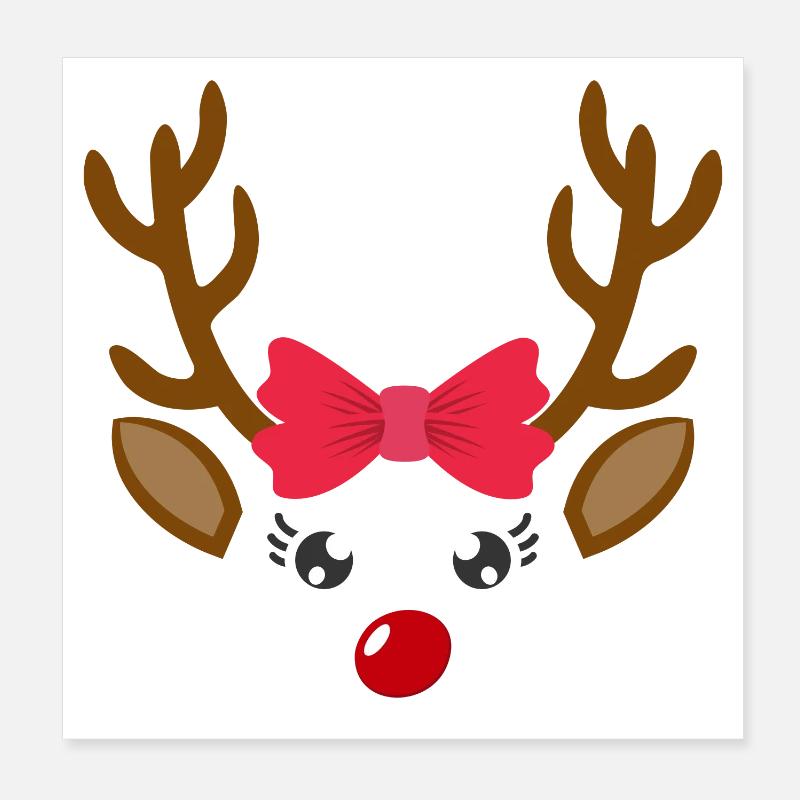 Renne visage fille noël noël Poster 20 x 20 cm