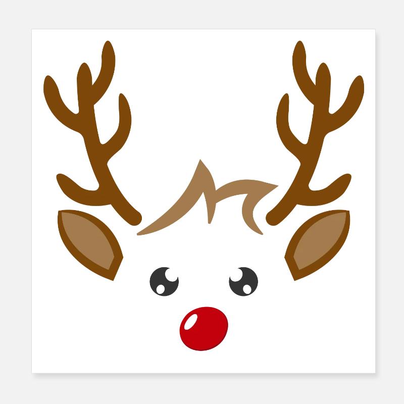 Visage de garçon de renne mignon Noël Noël Poster 20 x 20 cm