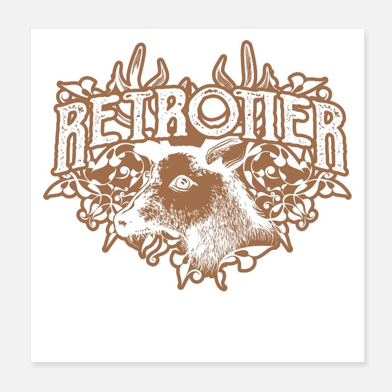Retro reindeer moose deer stag head antler Poster 8" x 8" (20x20 cm)