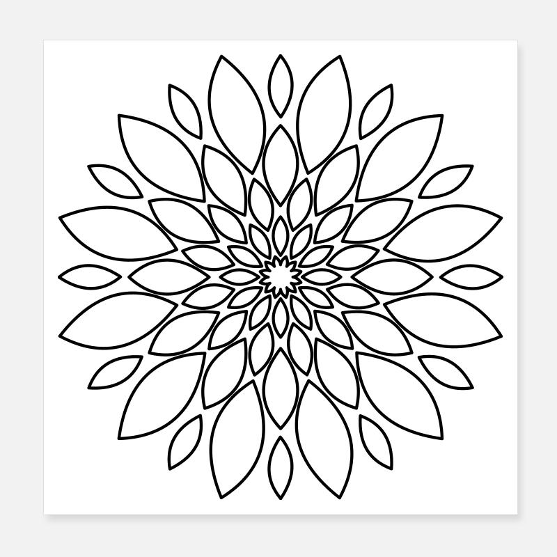 Mandala Flower Floral Gift Poster 8" x 8" (20x20 cm)
