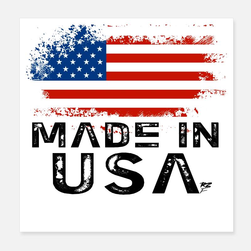Made in USA Flag Poster 8" x 8" (20x20 cm)
