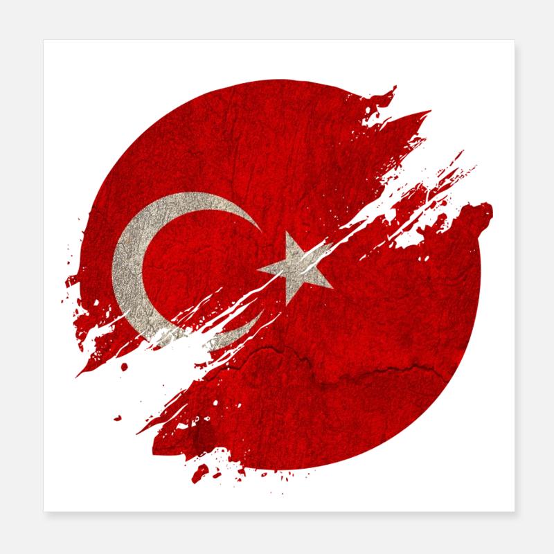 Turkey Circle / Flag Gift National Flag Poster 8" x 8" (20x20 cm)