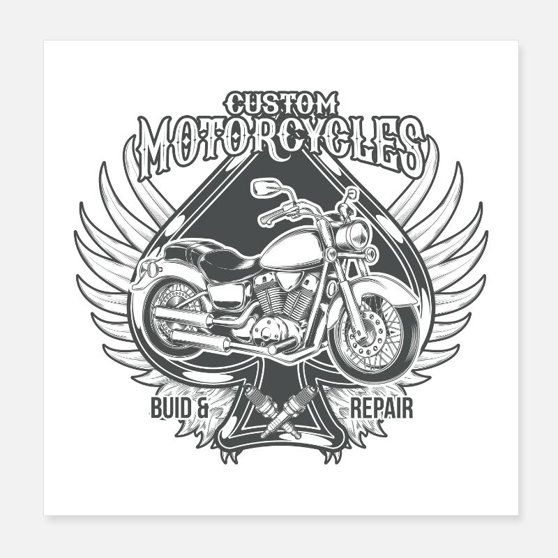 Custom Motorcycles America Motorcycle Retro Gift Poster 8" x 8" (20x20 cm)