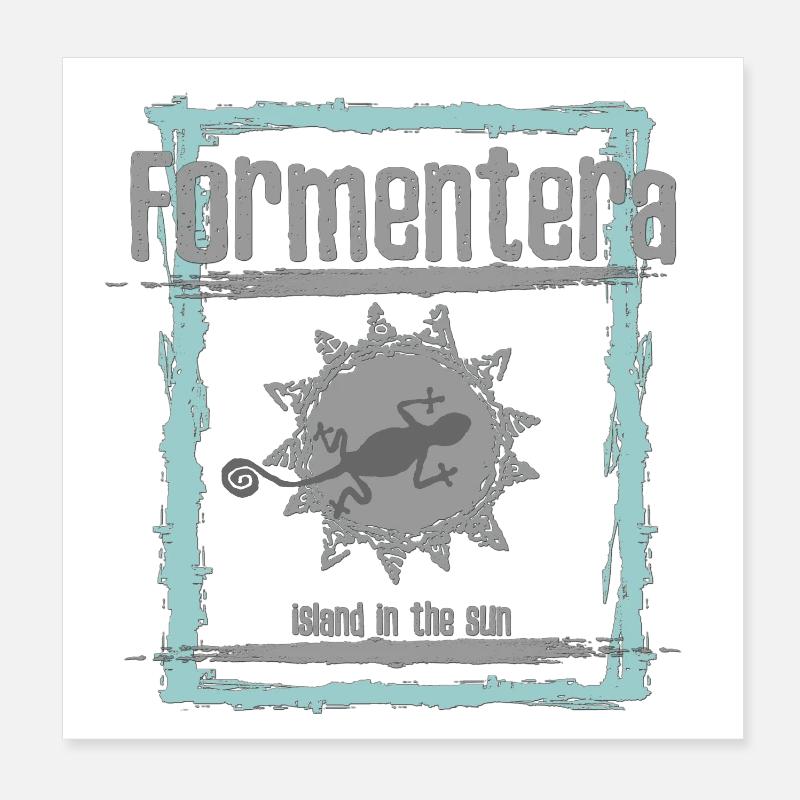 Formentera Sun Island Design Poster 20 x 20 cm