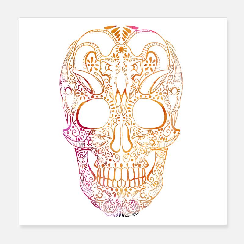 Colored Skull Ornament Poster 8" x 8" (20x20 cm)