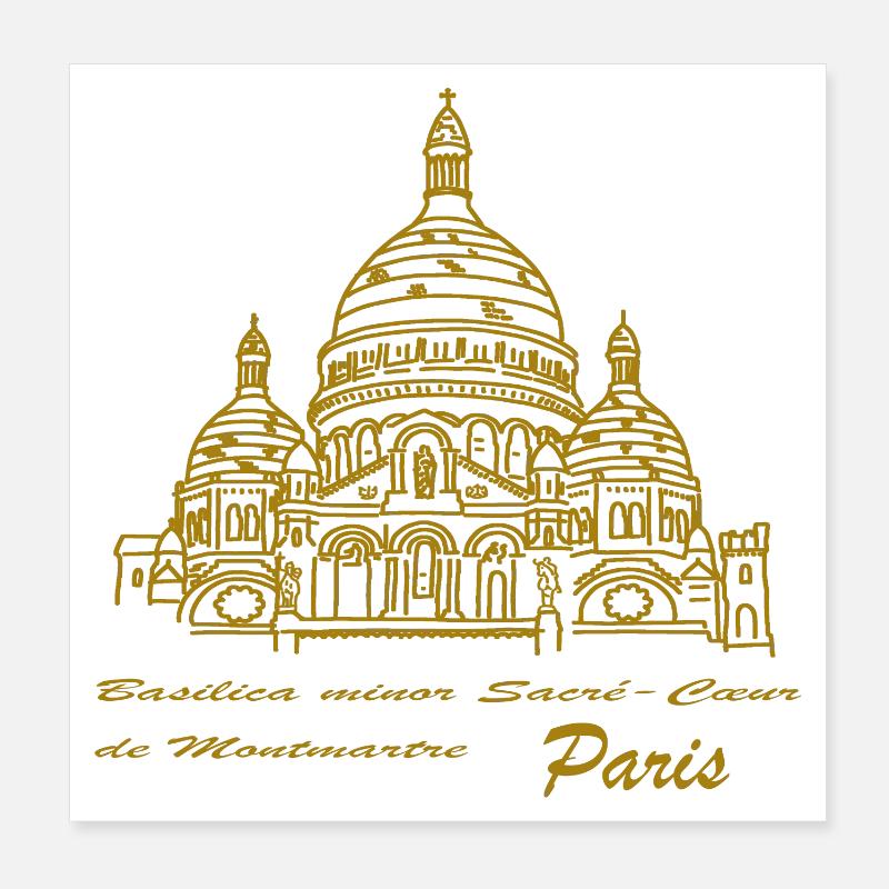 Horizon du Sacré-Cœur de Paris, dessin à la main Poster 20 x 20 cm