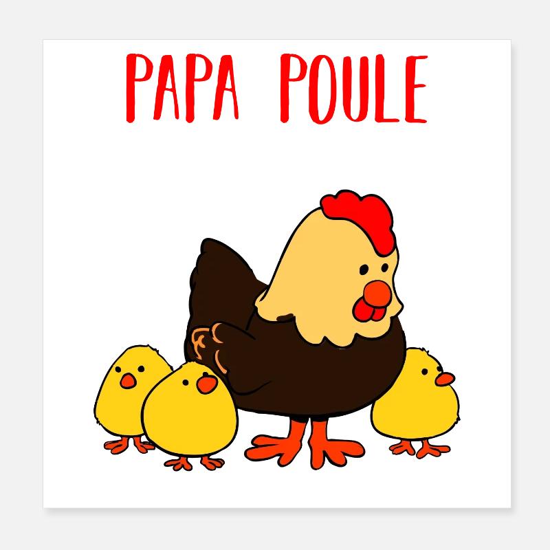Papa Henne - Poster 20x20 cm - Weiß