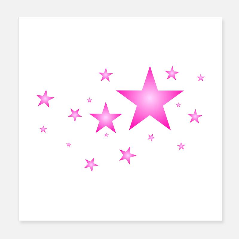 Sterne in Pink - Poster 20x20 cm - Weiß
