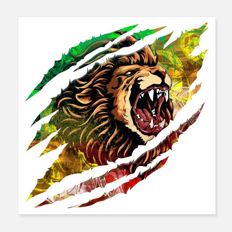 Löwensturm Farbexplosion Poster 20x20 cm