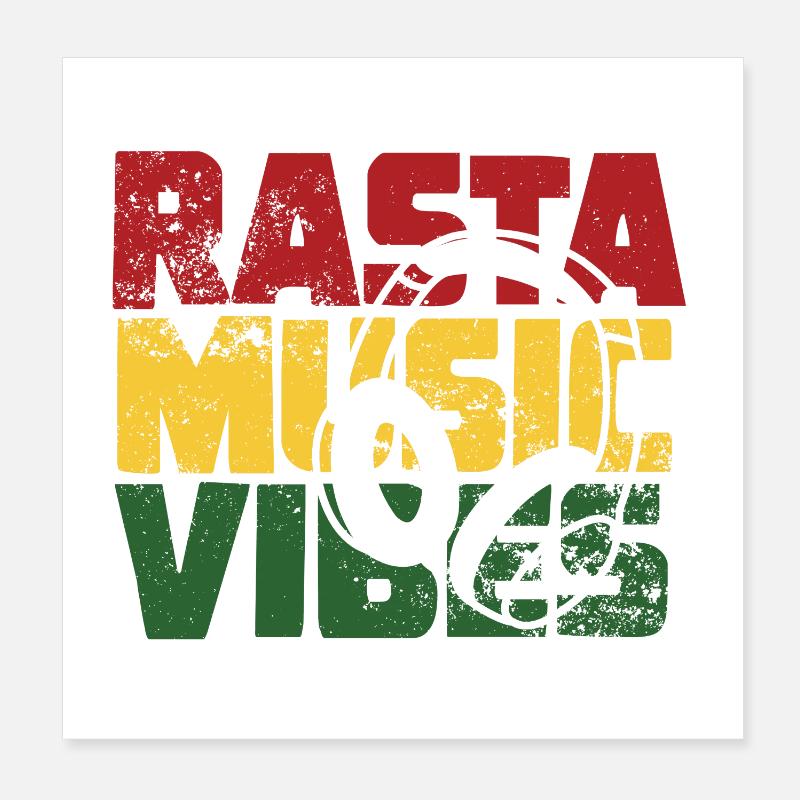 RASTA MUSIC VIBES - Poster 8" x 8" (20x20 cm) - white