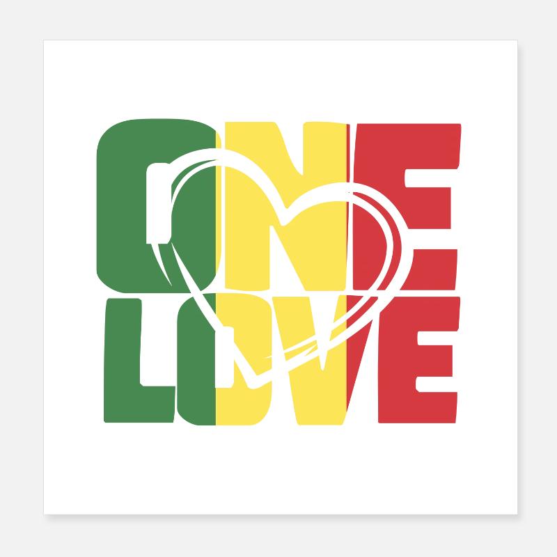 One Love Reggae Palette - Poster 20x20 cm - Weiß
