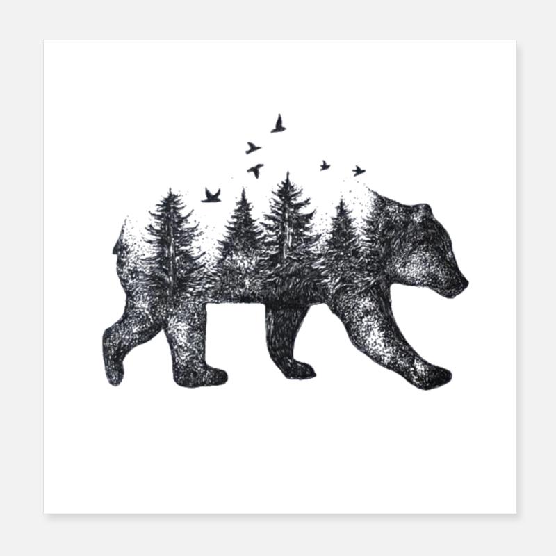 Ours - Poster 20 x 20 cm - blanc