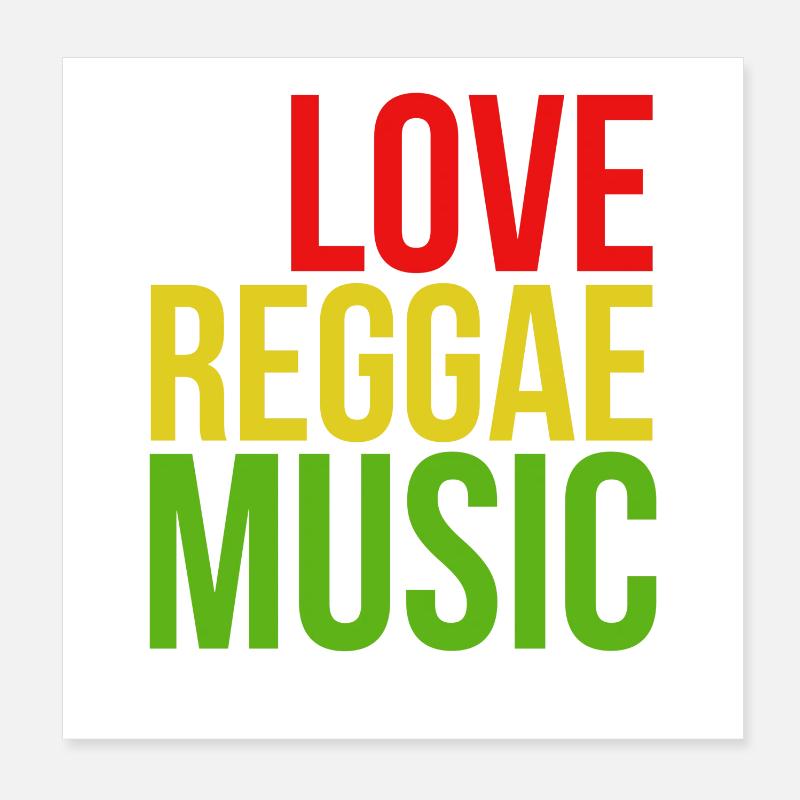 One Love Conception musicale Reggae - Poster 20 x 20 cm - blanc