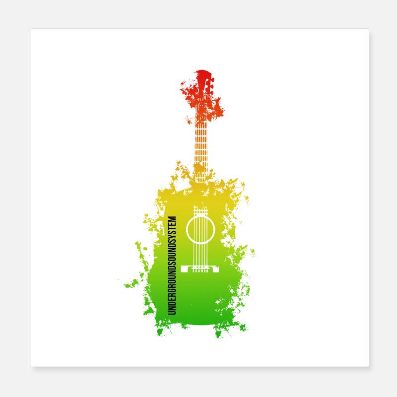 Rainbow Splatter Guitar Poster 8" x 8" (20x20 cm)