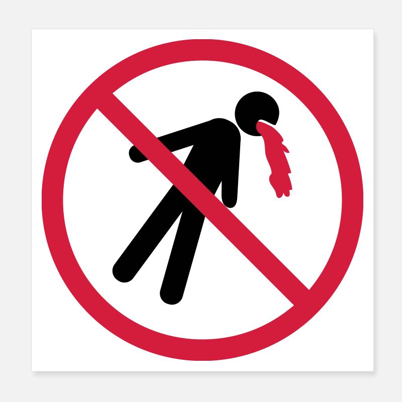 puke forbidden shield no blood funny vomit Poster 8" x 8" (20x20 cm)