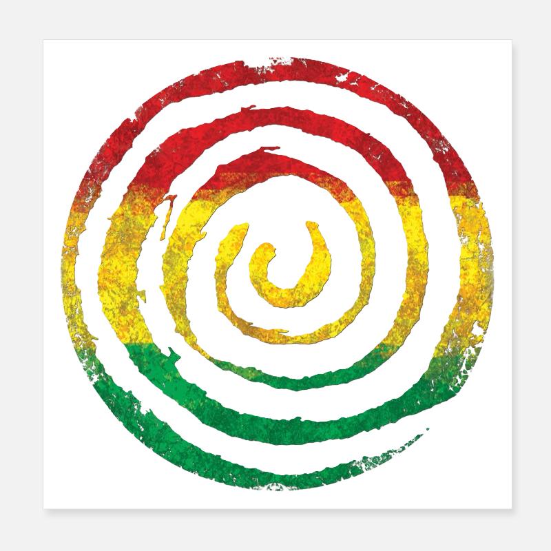 Rasterized Zen spiral in rasta color scheme Poster 8" x 8" (20x20 cm)