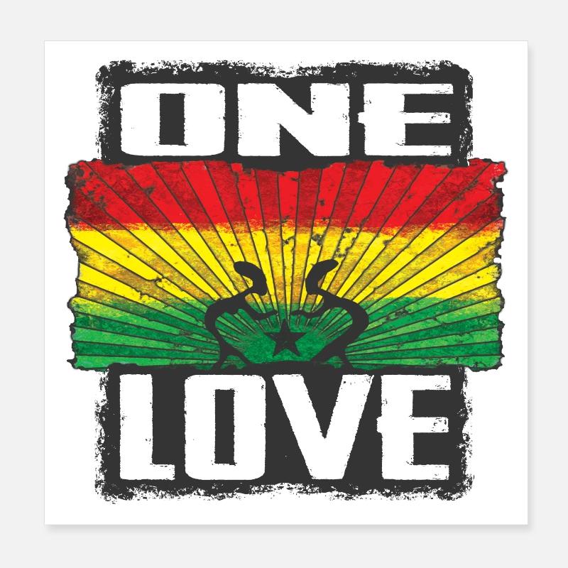 One Love Reggae Rastafari Design - Poster 8" x 8" (20x20 cm) - white