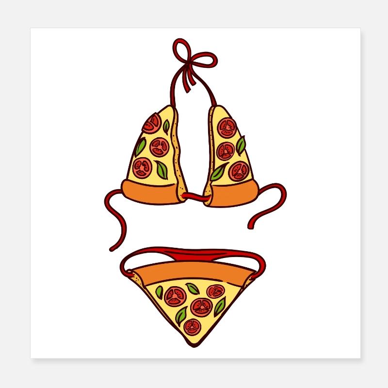 Pizza Bikini figure de plage bikini drôle Poster 20 x 20 cm