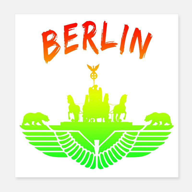 Berlin Design / Berlin Bear Brandenburg Gate Poster 8" x 8" (20x20 cm)
