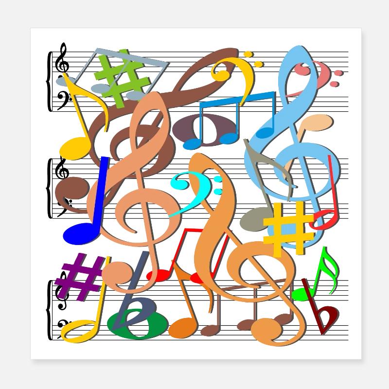 Notes de musique - Poster 20 x 20 cm - blanc