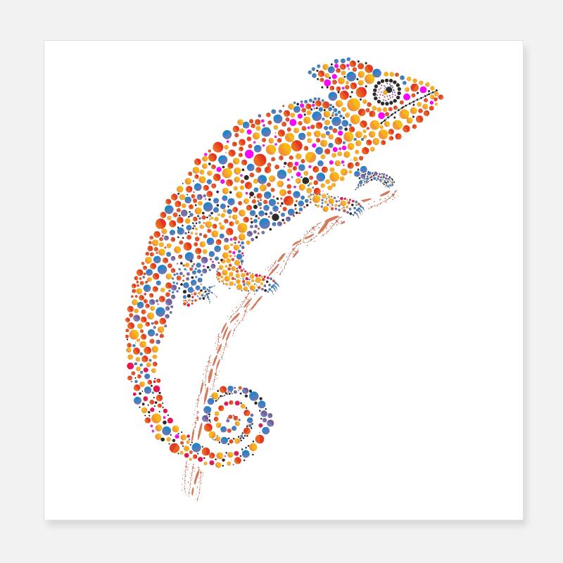 Caméléon mignon caméléon de couleur Poster 20 x 20 cm