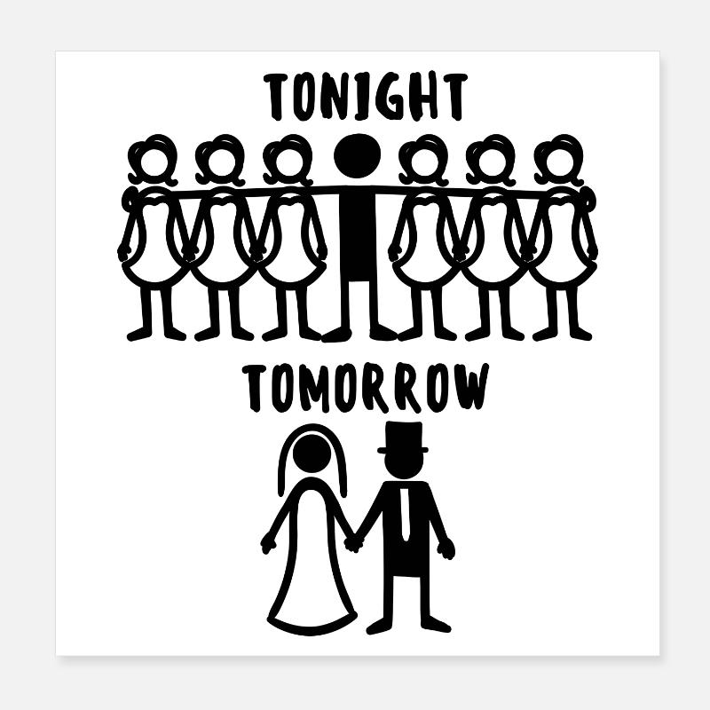 Bachelor Party Wedding Shower Wedding Party Poster 8" x 8" (20x20 cm)