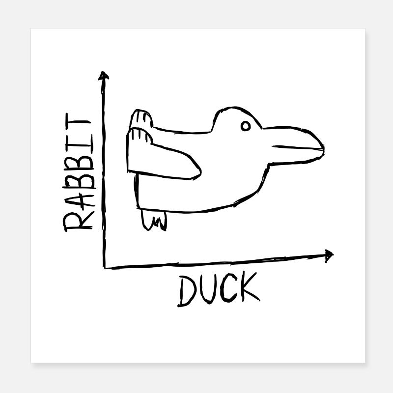 Rabbit Duck - Poster 20x20 cm - Weiß