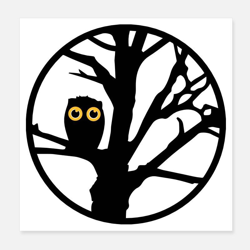 Eine Eule sitzt auf einem Baum Poster 20x20 cm