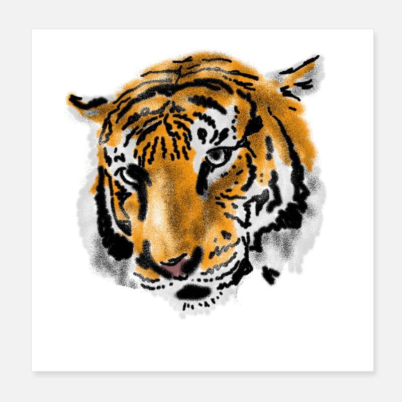 Tiger - Poster 20x20 cm - Weiß