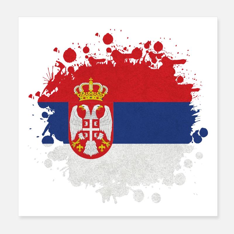 Serbie Klecks / Cadeau De Belgrade Balkans drapeau Poster 20 x 20 cm