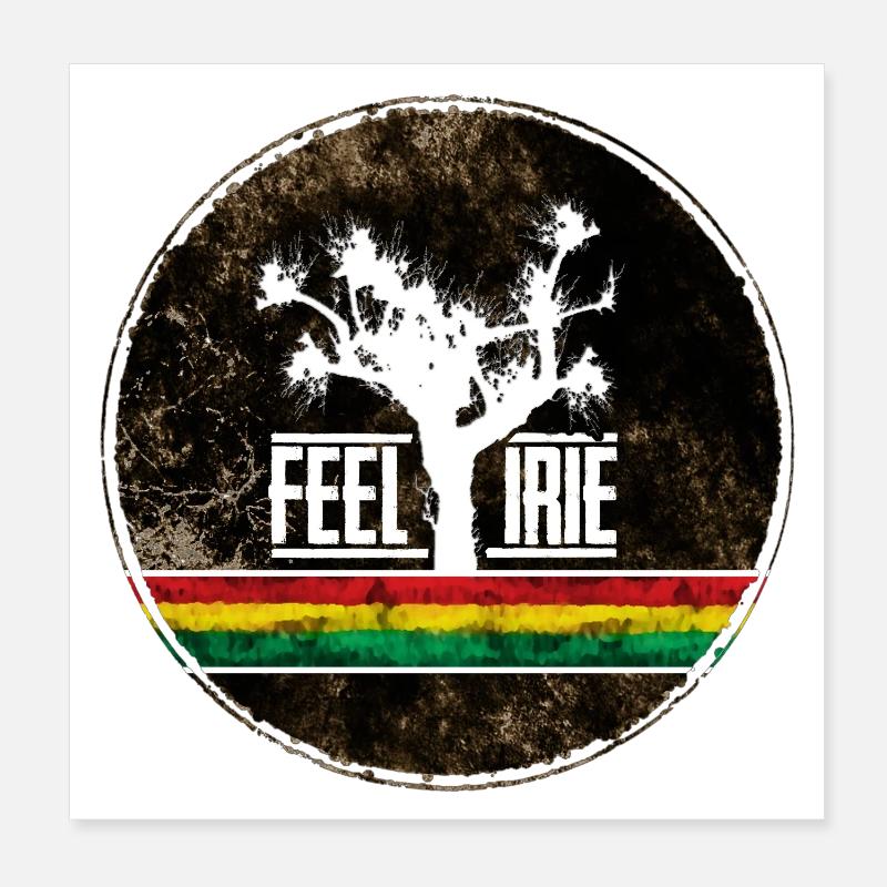 Feel Irie Tree with Reggae Stripes Poster 8" x 8" (20x20 cm)