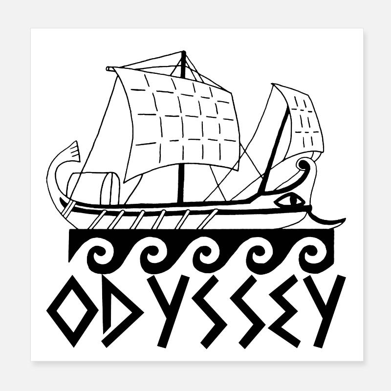 Bateau et odyssée - Poster 20 x 20 cm - blanc