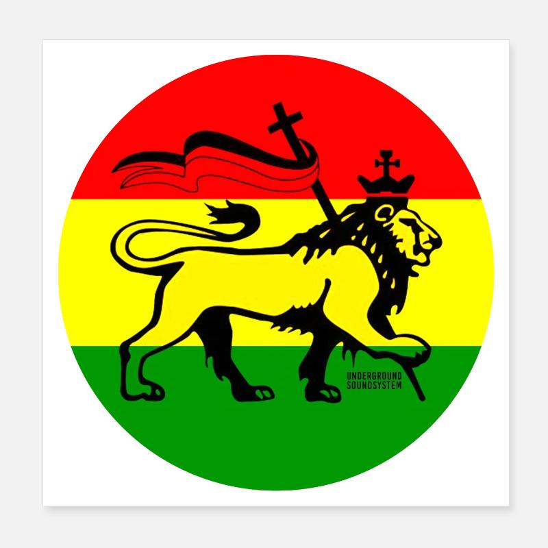 Löwe von Judah im Rastafari Stil - Poster 20x20 cm - Weiß