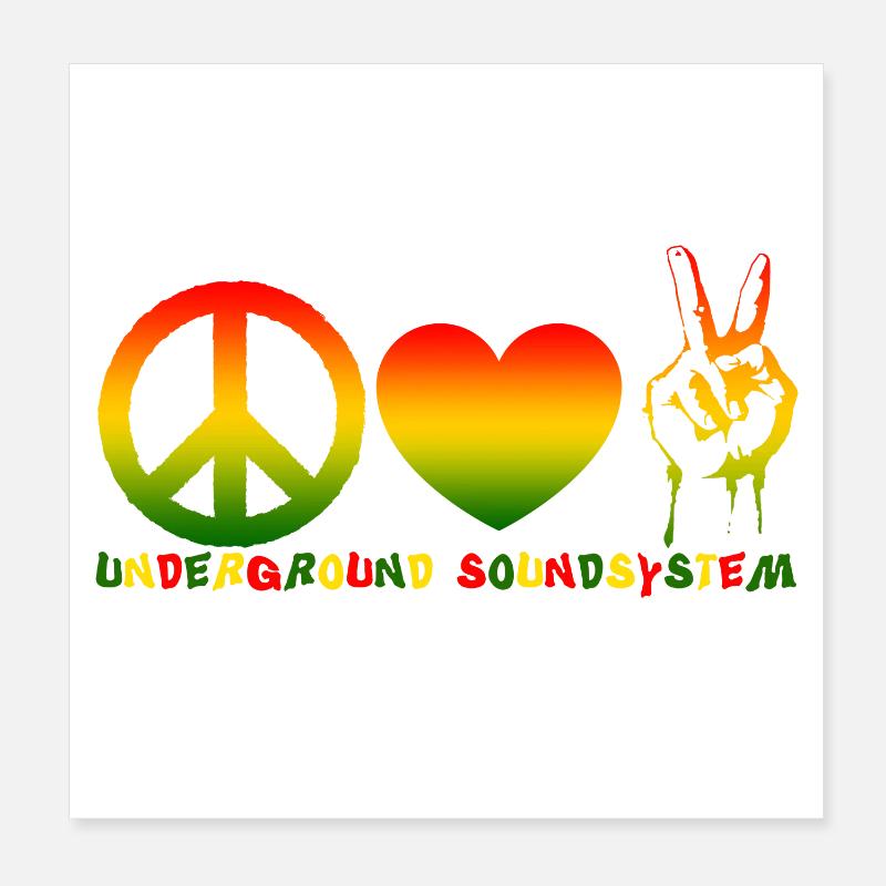 Peace Love Sound System Poster 8" x 8" (20x20 cm)