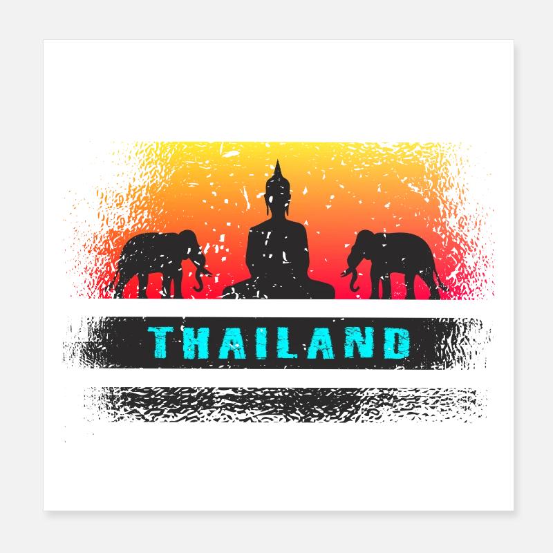 Thaïlande / Bouddha / Éléphant / Cadeau / Siam Poster 20 x 20 cm
