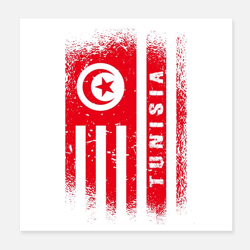 Tunisie drapeau / Cadeau Tunis - Poster 20 x 20 cm - blanc