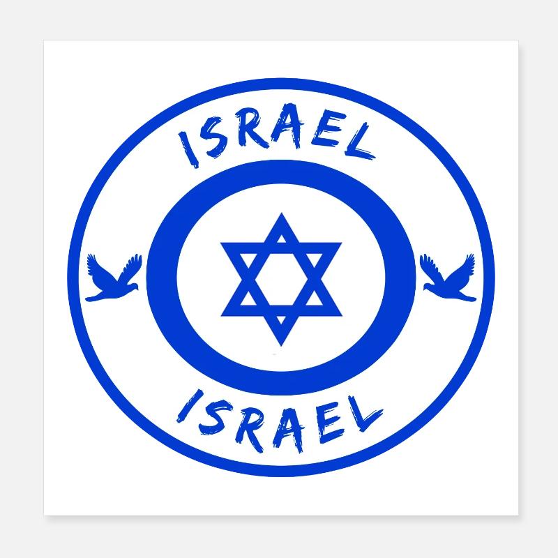 Israel Kreis mit Nationalflagge Geschenk - Poster 20x20 cm - Weiß