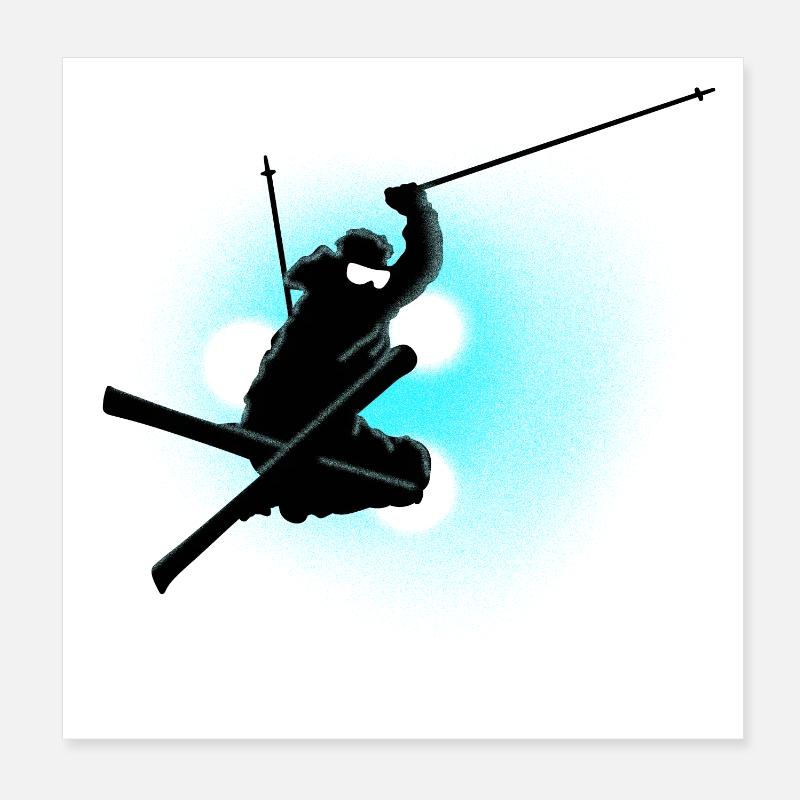 freestyle ski - Poster 20 x 20 cm - blanc