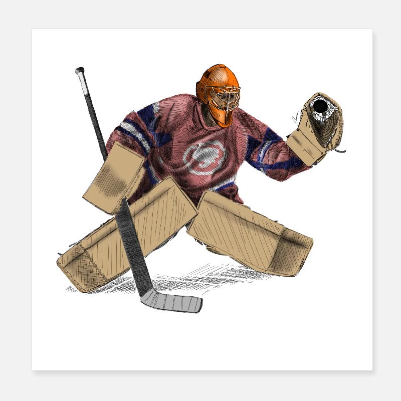 Eishockey Torwart - Poster 20x20 cm - Weiß