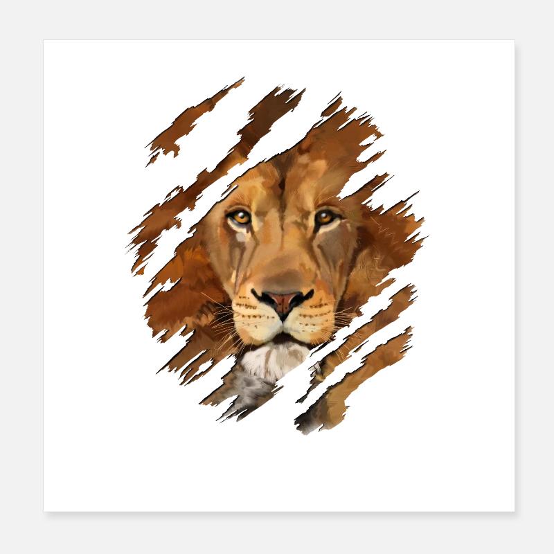 Löwe - Poster 20x20 cm - Weiß