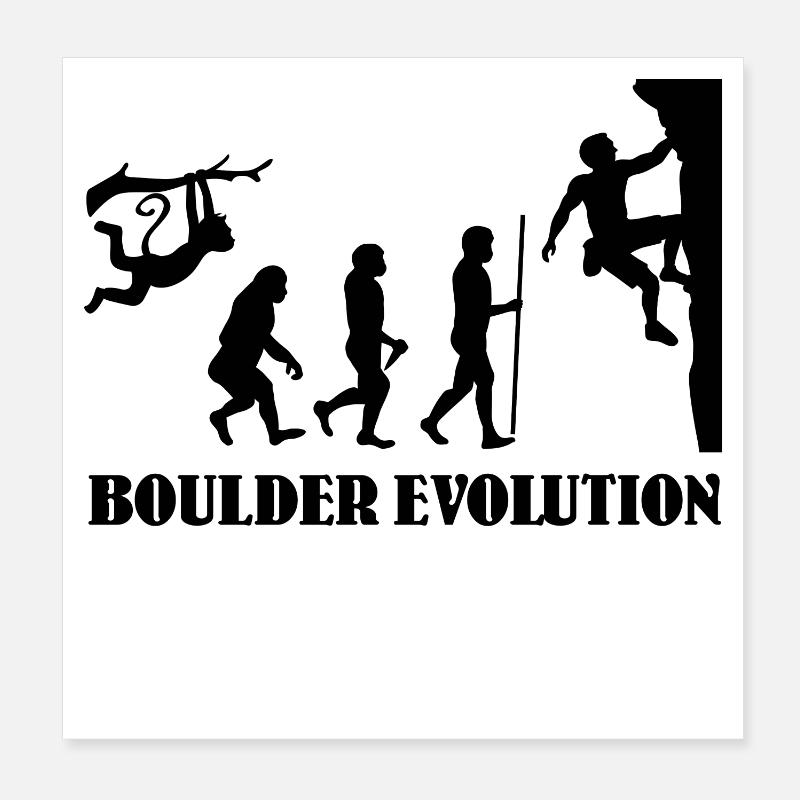 Boulder Evolution Climbing Mountaineering Boulderer Poster 8" x 8" (20x20 cm)