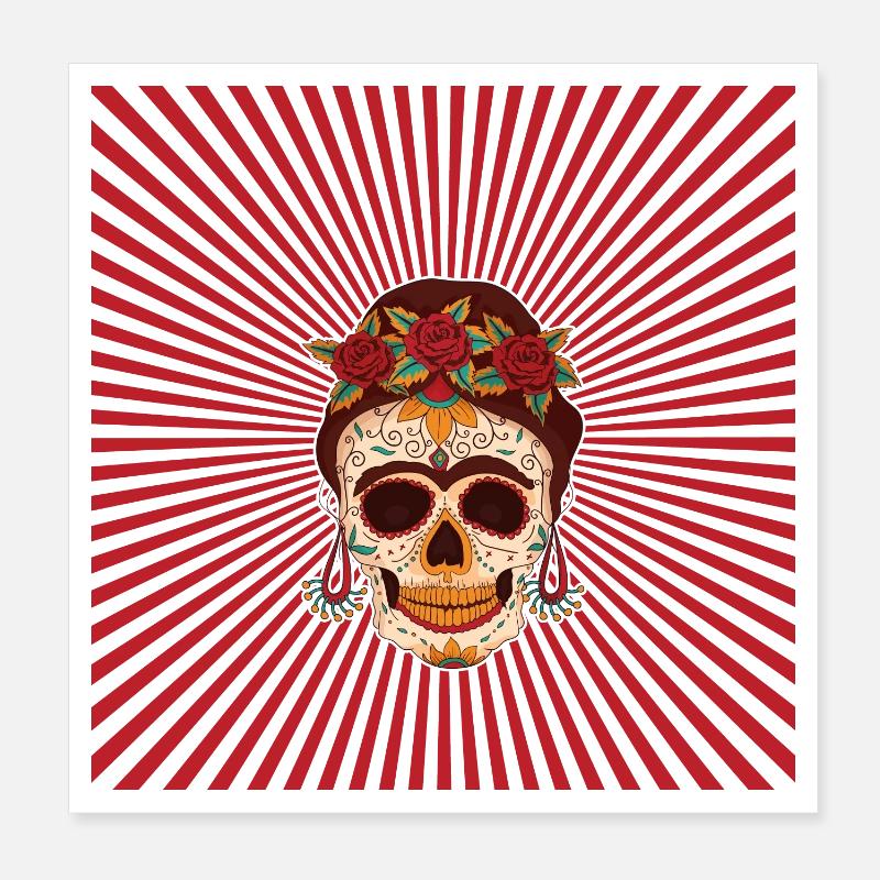 poster design calavera sugar skull skulls chingona Poster 8" x 8" (20x20 cm)
